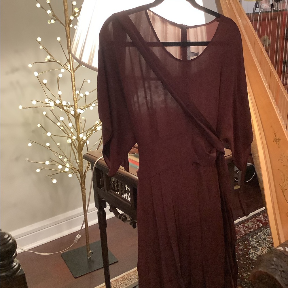 Morgane le fay maroon silk dress with sash